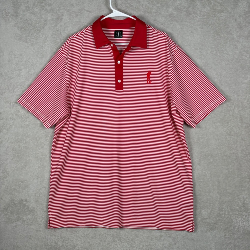 U Suck At Golf Polo Shirt Mens XXL Red Striped Performance Short Sleeve NEW